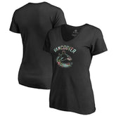 NHL Vancouver Canucks Women's Lovely V-Neck T-Shirt - Black