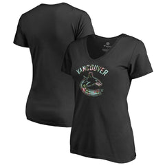 NHL Vancouver Canucks Women's Lovely V-Neck T-Shirt - Black