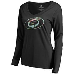 NHL Carolina Hurricanes Women's Lovely Long Sleeve V-Neck T-Shirt - Black