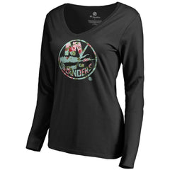 NHL New York Islanders Women's Lovely Long Sleeve V-Neck T-Shirt - Black