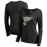 NHL St. Louis Blues Women's Lovely Long Sleeve V-Neck T-Shirt - Black