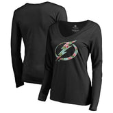 NHL Tampa Bay Lightning Women's Lovely Long Sleeve V-Neck T-Shirt - Black