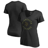Minnesota Vikings Women's Camo Collection Liberty V-Neck T-Shirt Black