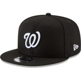 Washington Nationals New Era Black & White 9FIFTY Snapback Hat - Black Hats