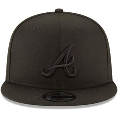 Atlanta Braves New Era Black on Black 9FIFTY Team Snapback Adjustable Hat - Black Hats