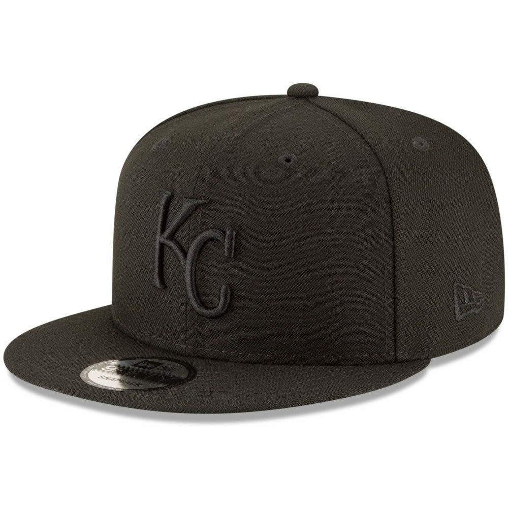 Kansas City Royals New Era Black on Black 9FIFTY Team Snapback Adjustable Hat - Black Hats
