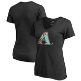 Arizona Diamondbacks Women's Lovely V-Neck T-Shirt - Black T-shirts