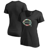 Cincinnati Reds Women's Lovely V-Neck T-Shirt - Black T-shirts