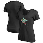 Houston Astros Women's Lovely V-Neck T-Shirt - Black T-shirts