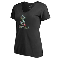 Los Angeles Angels Women's Lovely V-Neck T-Shirt - Black T-shirts