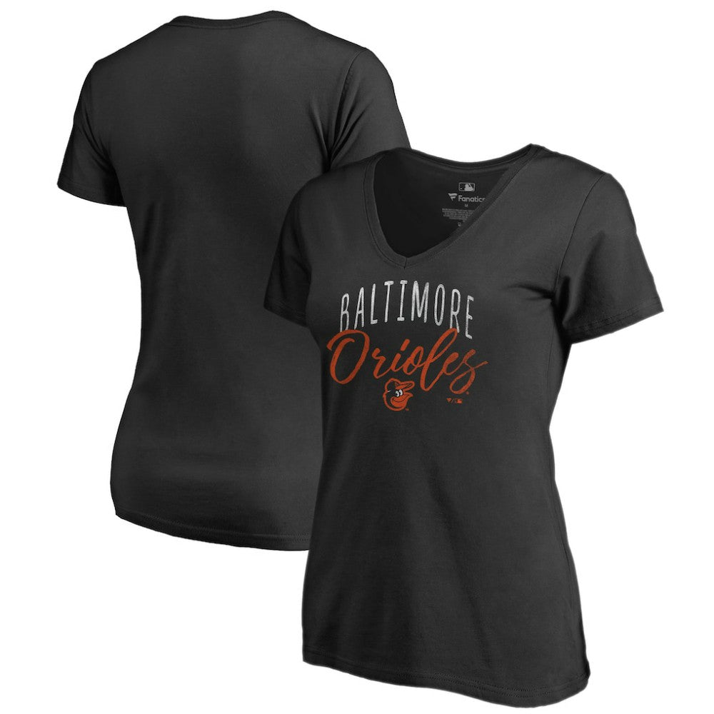 Baltimore Orioles Women's Graceful V-Neck T-Shirt - Black T-shirts