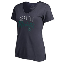 Seattle Mariners Women's Graceful V-Neck T-Shirt - Navy T-shirts