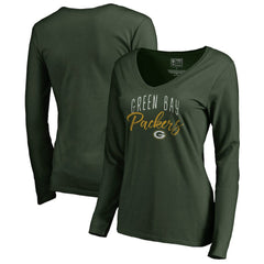 Green Bay Packers Women's Graceful Long Sleeve V-Neck T-Shirt Green