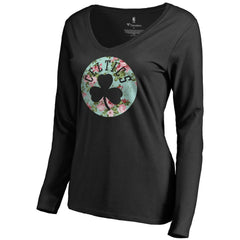 Boston Celtics Women's Lovely V-Neck Long Sleeve T-Shirt Black