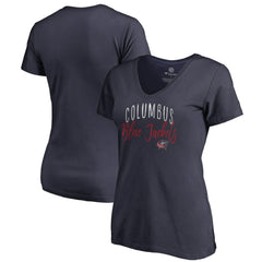 NHL Columbus Blue Jackets Women's Graceful V-Neck T-Shirt - Navy