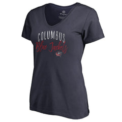 NHL Columbus Blue Jackets Women's Graceful V-Neck T-Shirt - Navy