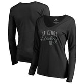 NHL Los Angeles Kings Women's Graceful Long Sleeve V-Neck T-Shirt - Black