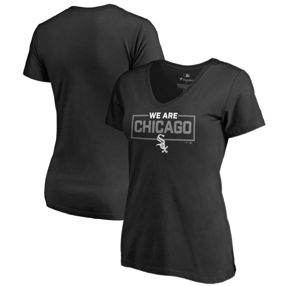 Chicago White Sox Women's We Are Icon V-Neck T-Shirt - Black T-shirts