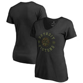 Detroit Pistons Women's Liberty V-Neck T-Shirt Black
