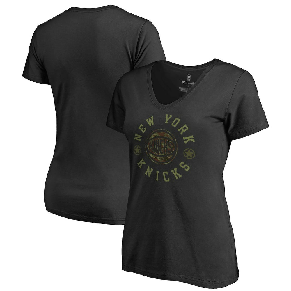 New York Knicks Women's Liberty V-Neck T-Shirt Black