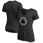 Boston Celtics Women's Cloak Camo V-Neck T-Shirt Black