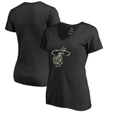 Miami Heat Women's Cloak Camo V-Neck T-Shirt Black