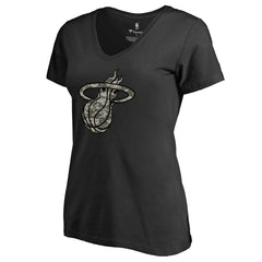 Miami Heat Women's Cloak Camo V-Neck T-Shirt Black
