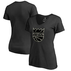 Sacramento Kings Women's Cloak Camo V-Neck T-Shirt Black