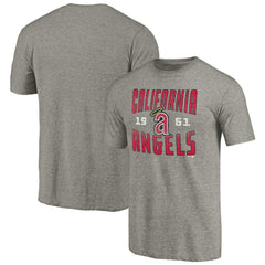 California Angels Cooperstown Collection Vintage Antique Stack Tri-Blend T-Shirt - Gray T-shirts