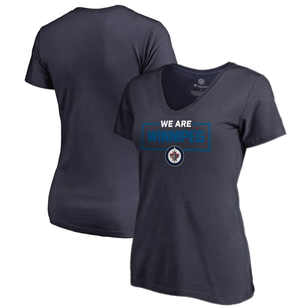 NHL Winnipeg Jets Women's Iconic Collection V-Neck T-Shirt - Navy