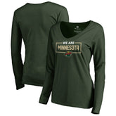 NHL Minnesota Wild Women's Iconic Collection We Are Long Sleeve V-Neck T-Shirt - Green