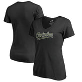 Baltimore Orioles Women's Armed Forces Wordmark T-Shirt - Black T-shirts