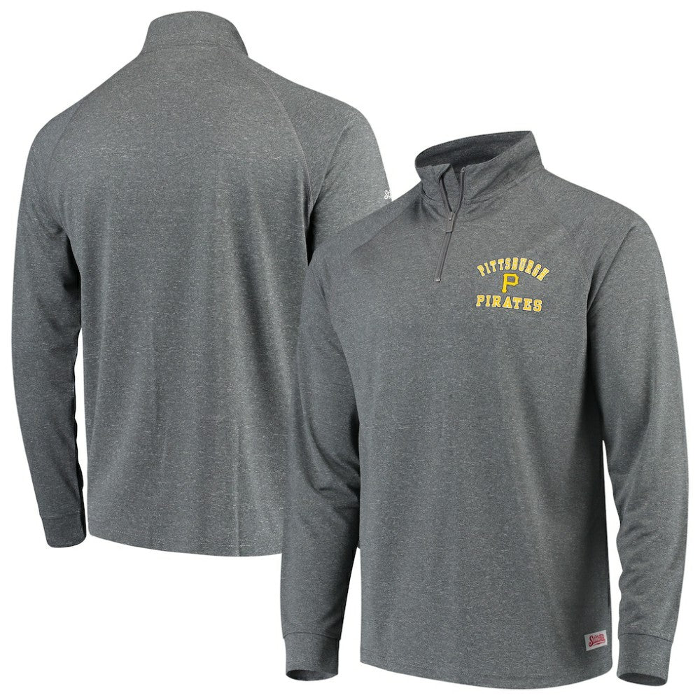 Pittsburgh Pirates Stitches Team Raglan Quarter-Zip Pullover Jacket - Heathered Charcoal Jackets
