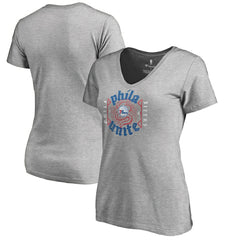 Philadelphia 76ers Women's Hometown Collection Unite V-Neck T-Shirt Heather Gray