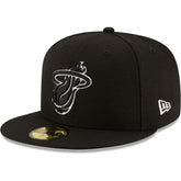 Miami Heat Black & White Logo 59FIFTY Fitted Hat Black