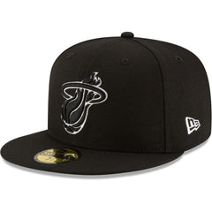 Miami Heat Black & White Logo 59FIFTY Fitted Hat Black