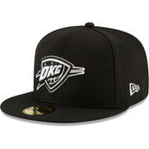 Oklahoma City Thunder Black & White Logo 59FIFTY Fitted Hat Black