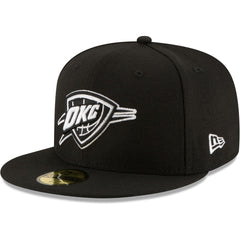 Oklahoma City Thunder Black & White Logo 59FIFTY Fitted Hat Black