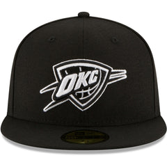 Oklahoma City Thunder Black & White Logo 59FIFTY Fitted Hat Black