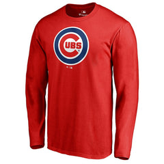 Chicago Cubs Team Wordmark Long Sleeve T-Shirt - Red T-shirts