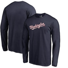 Washington Nationals Team Wordmark Long Sleeve T-Shirt - Navy T-shirts