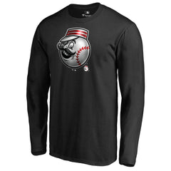 Cincinnati Reds Midnight Mascot Long Sleeve T-Shirt - Black T-shirts