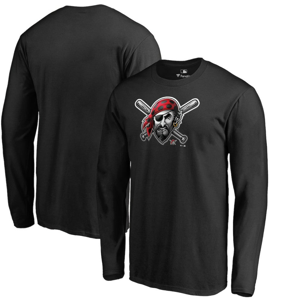 Pittsburgh Pirates Midnight Mascot Long Sleeve T-Shirt - Black T-shirts