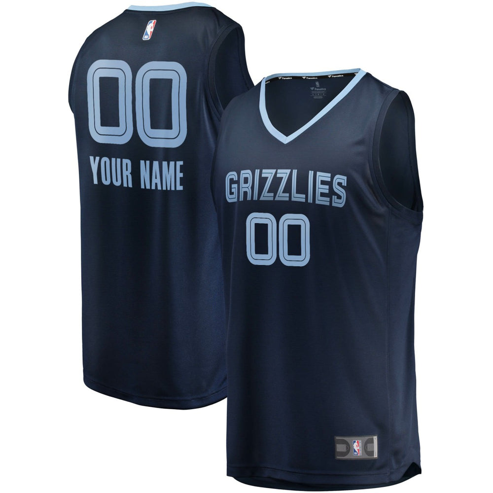 Memphis Grizzlies Fast Break Custom Replica Jersey Navy Icon Edition