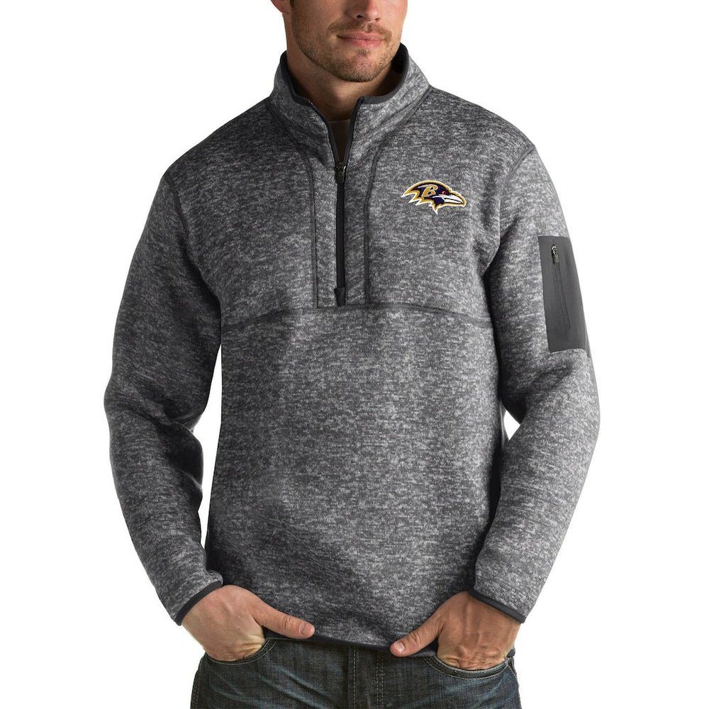 Baltimore Ravens Antigua Fortune Big & Tall Quarter-Zip Pullover Jacket Charcoal