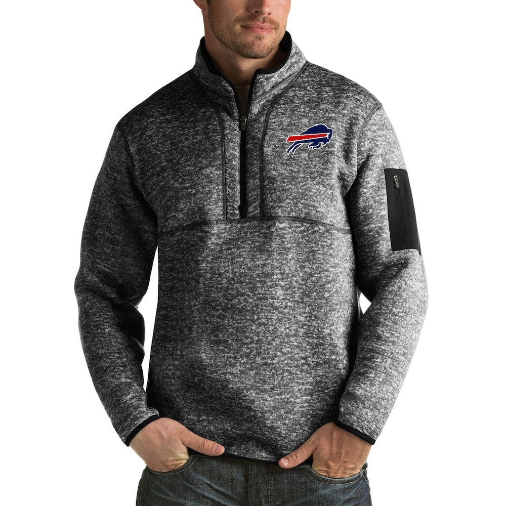 Buffalo Bills Antigua Fortune Big & Tall Quarter-Zip Pullover Jacket Heather Black