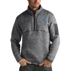 Detroit Lions Antigua Fortune Big & Tall Quarter-Zip Pullover Jacket Charcoal