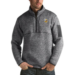 Minnesota Vikings Antigua Fortune Big & Tall Quarter-Zip Pullover Jacket Charcoal