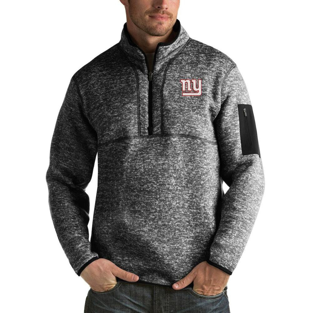 New York Giants Antigua Fortune Big & Tall Quarter-Zip Pullover Jacket Heather Black