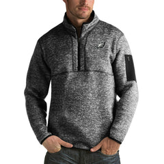Philadelphia Eagles Antigua Fortune Big & Tall Quarter-Zip Pullover Jacket Heather Black